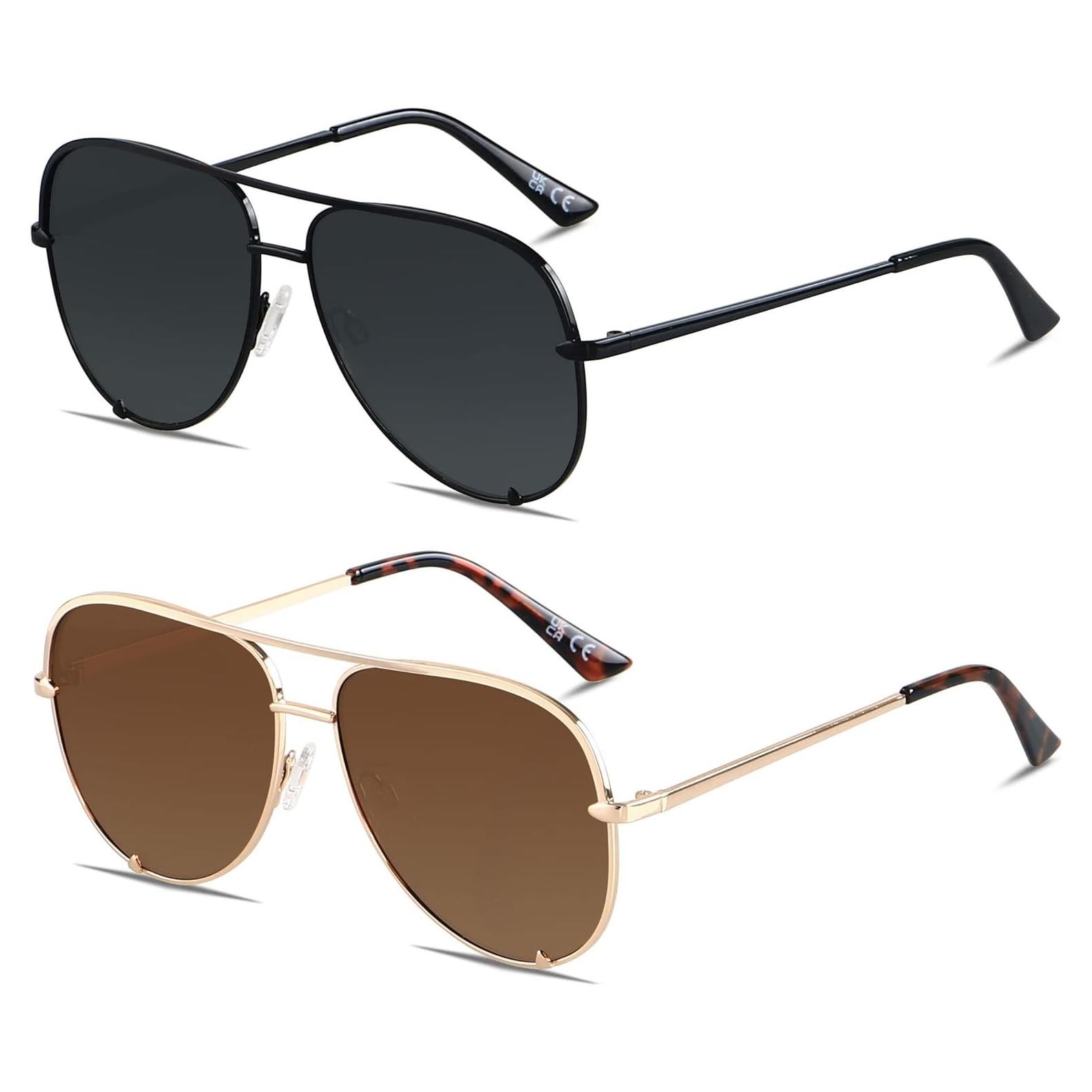 Gafas de sol aviador grandes ANDWOOD UV400 para mujeres y hombres