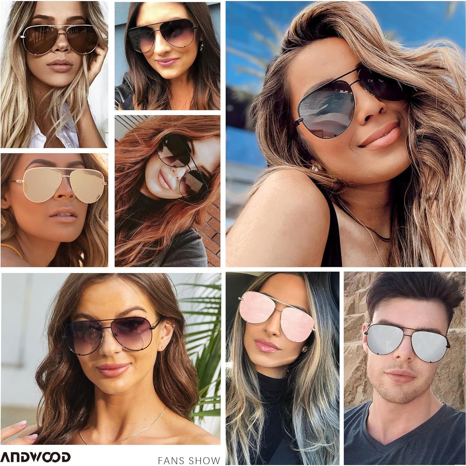 Gafas de sol aviador grandes ANDWOOD UV400 para mujeres y hombres