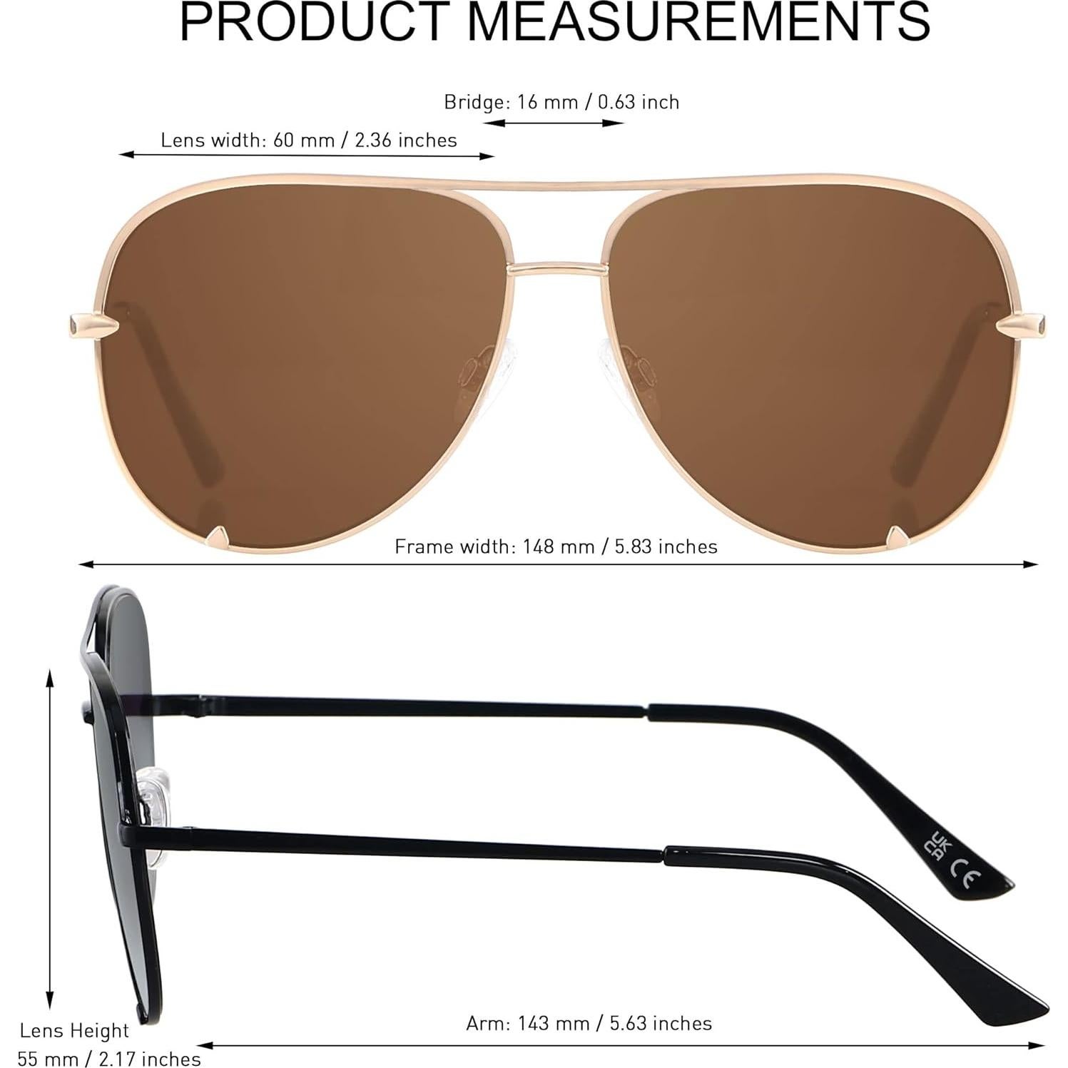 Gafas de sol aviador grandes ANDWOOD UV400 para mujeres y hombres