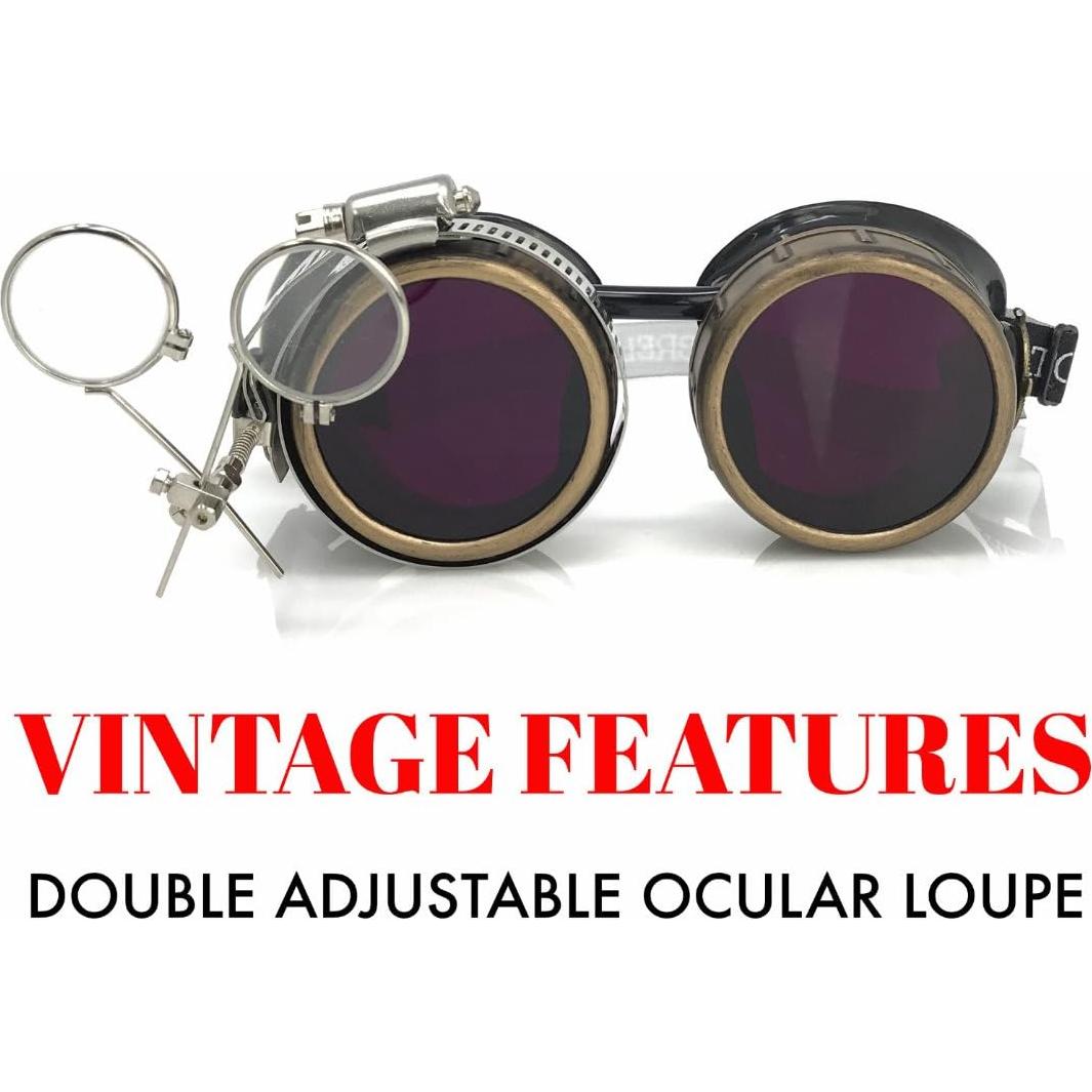 Gafas Steampunk UMBRELLALABORATORY Lila con Lupa Ocular