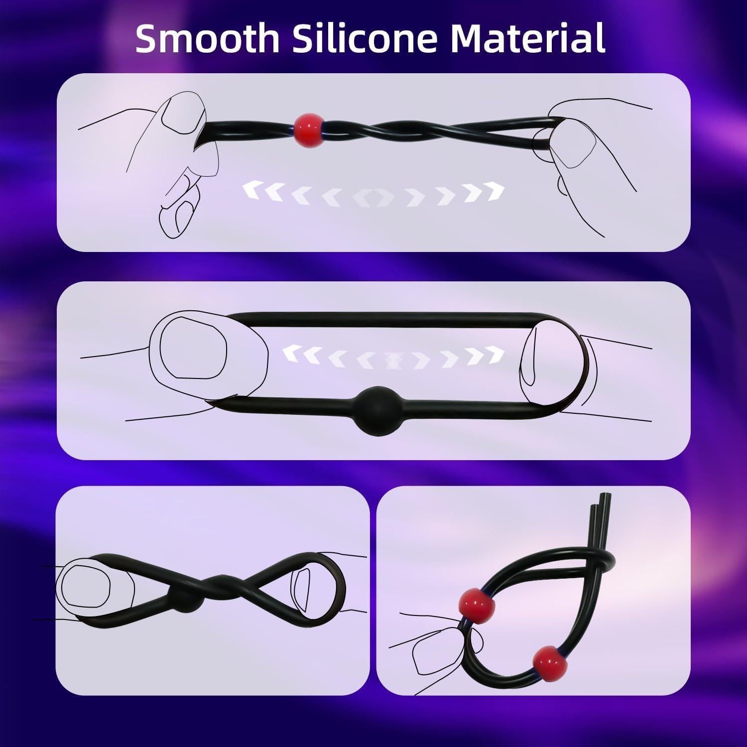 Anillos de Silicona Reutilizables para Hombres - 7 Pcs Negro y Rojo