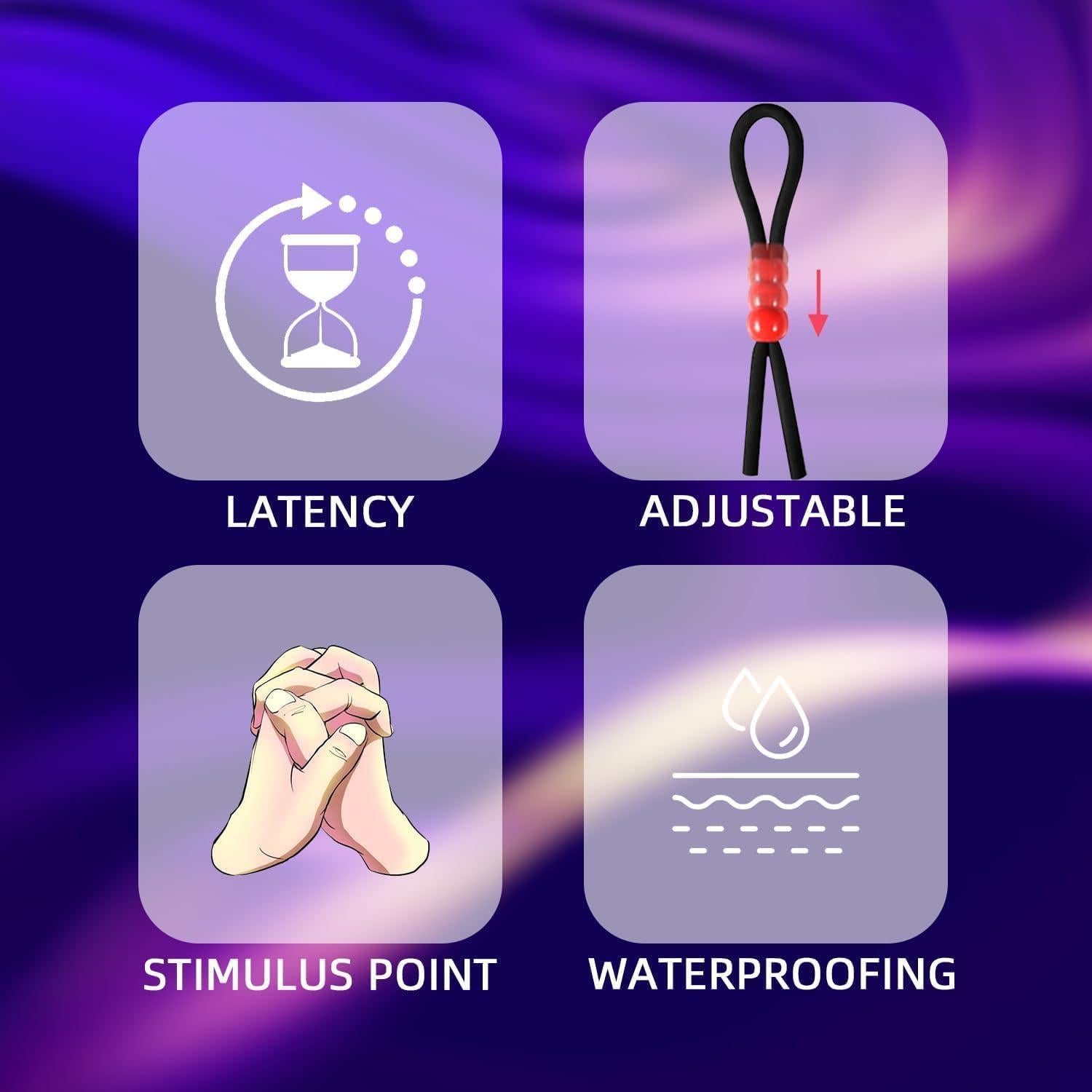 Anillos de Silicona Reutilizables para Hombres - 7 Pcs Negro y Rojo