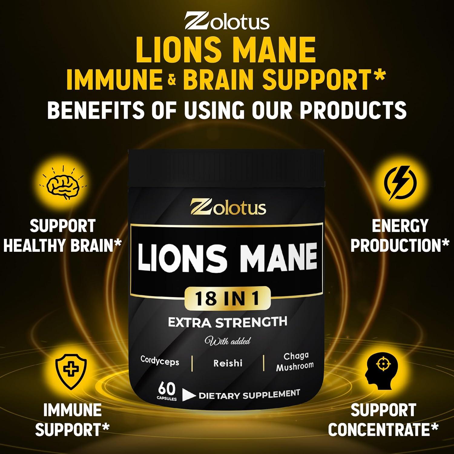 Cápsulas de Hongo Melena de León Zolotus 60 Unidades