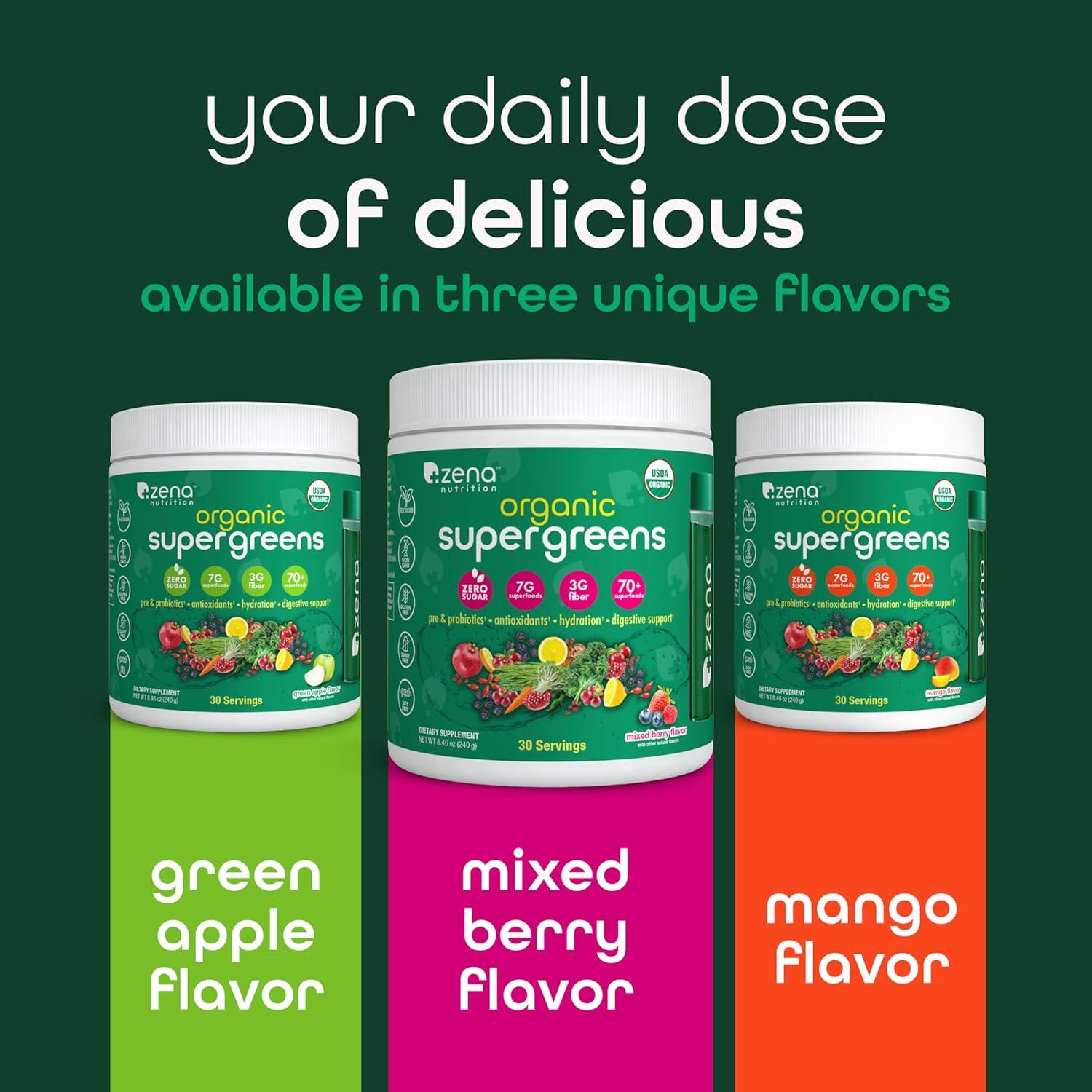 Zena Nutrition Polvo Orgánico de Super Verdes 70+ Superalimentos