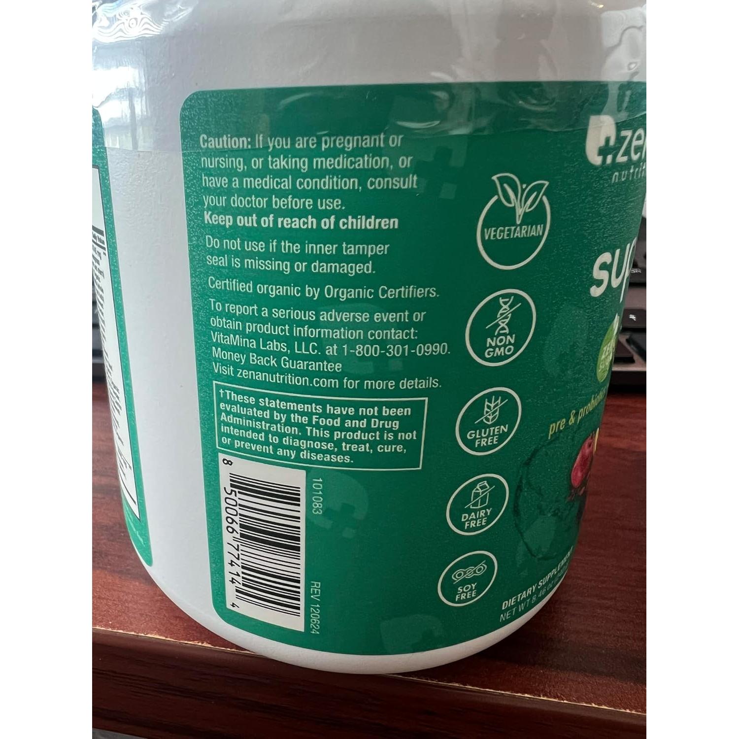 Zena Nutrition Polvo Orgánico de Super Verdes 70+ Superalimentos