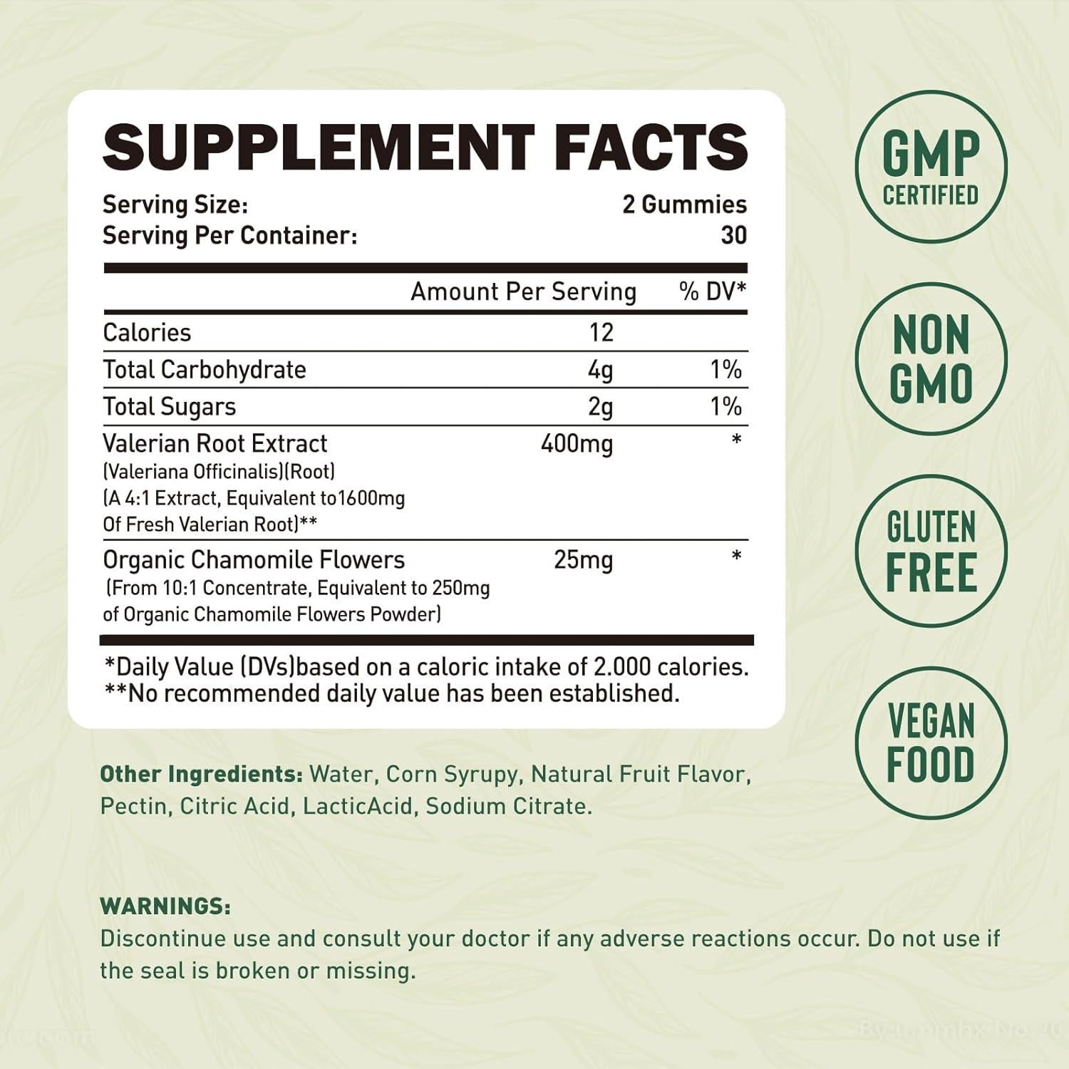 Gomitas de Raíz de Valeriana Orgánica Duwhot 60 Unidades