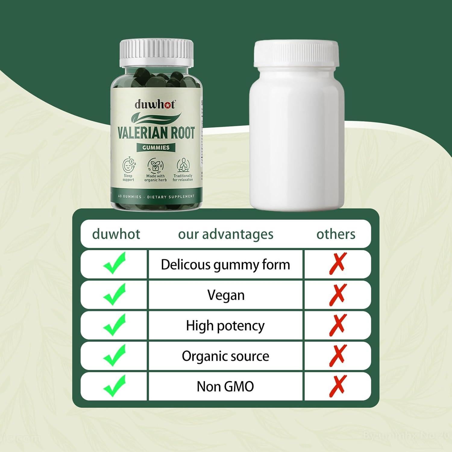 Gomitas de Raíz de Valeriana Orgánica Duwhot 60 Unidades