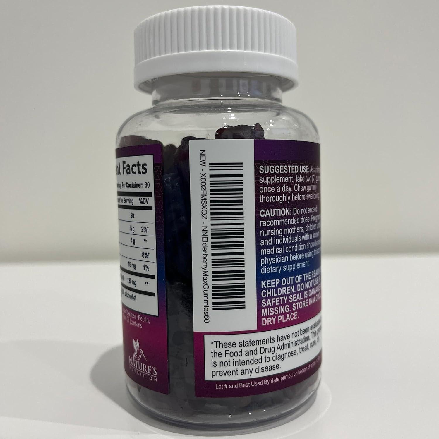 Gomitas de Saúco Nature's Nutrition 60 Unidades - Apoyo Inmunológico