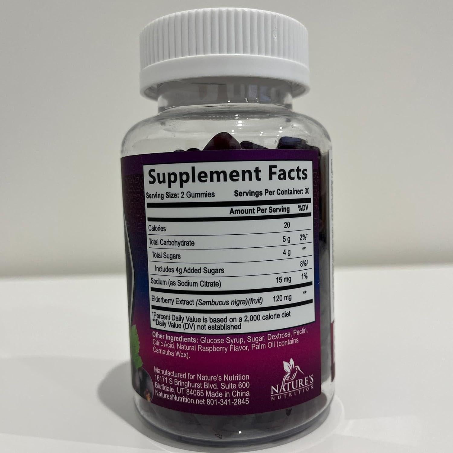 Gomitas de Saúco Nature's Nutrition 60 Unidades - Apoyo Inmunológico