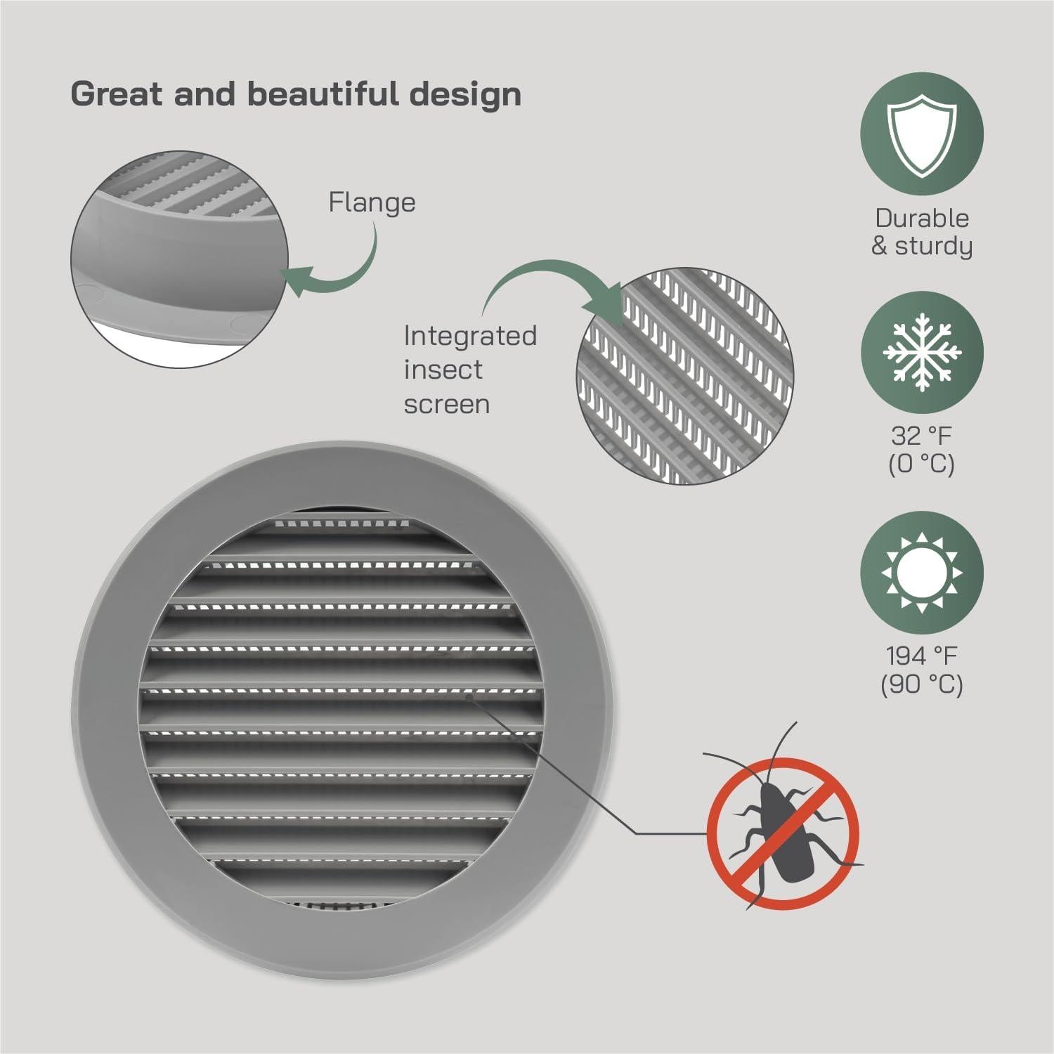 Cubierta de Ventilación Redonda 10.16 cm Gris - Vent Systems