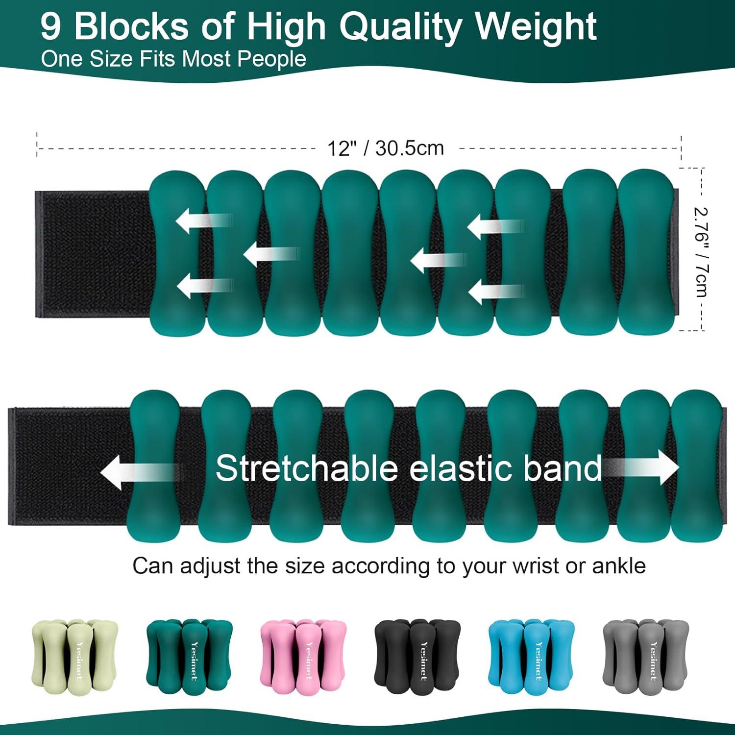 Pesas Ajustables para Muñecas y Tobillos YESIMET 0.9Kg