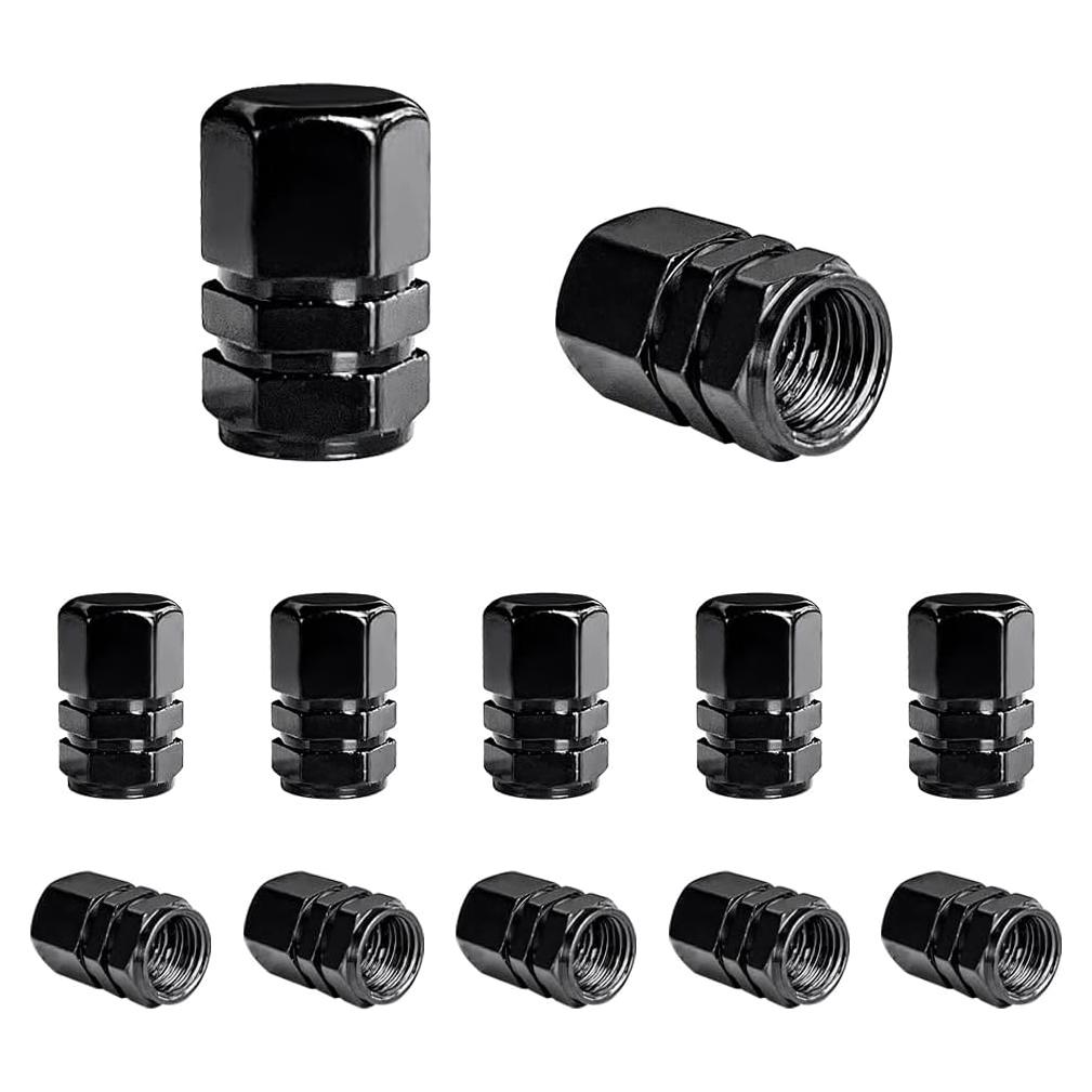 12 Tapones de Válvula de Neumático Ohleats - Aluminio Negro