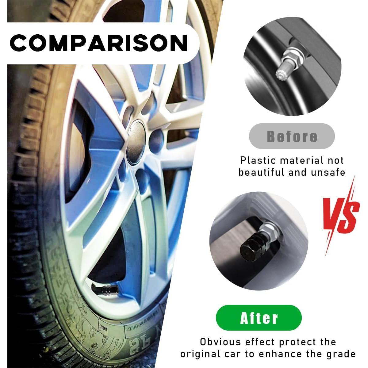 12 Tapones de Válvula de Neumático Ohleats - Aluminio Negro