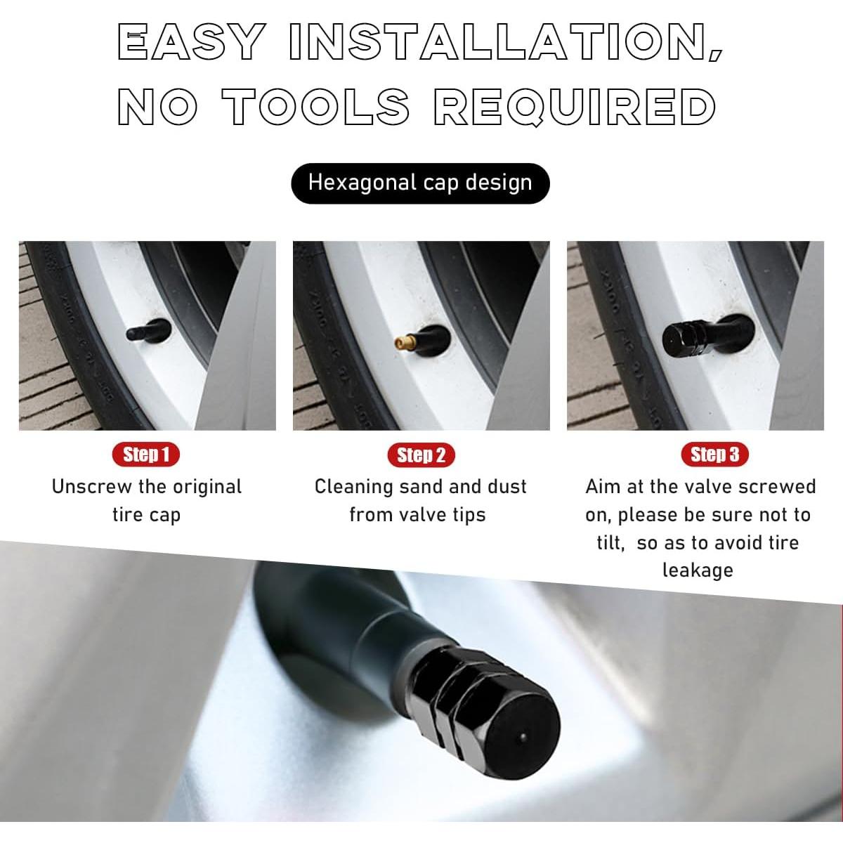 12 Tapones de Válvula de Neumático Ohleats - Aluminio Negro