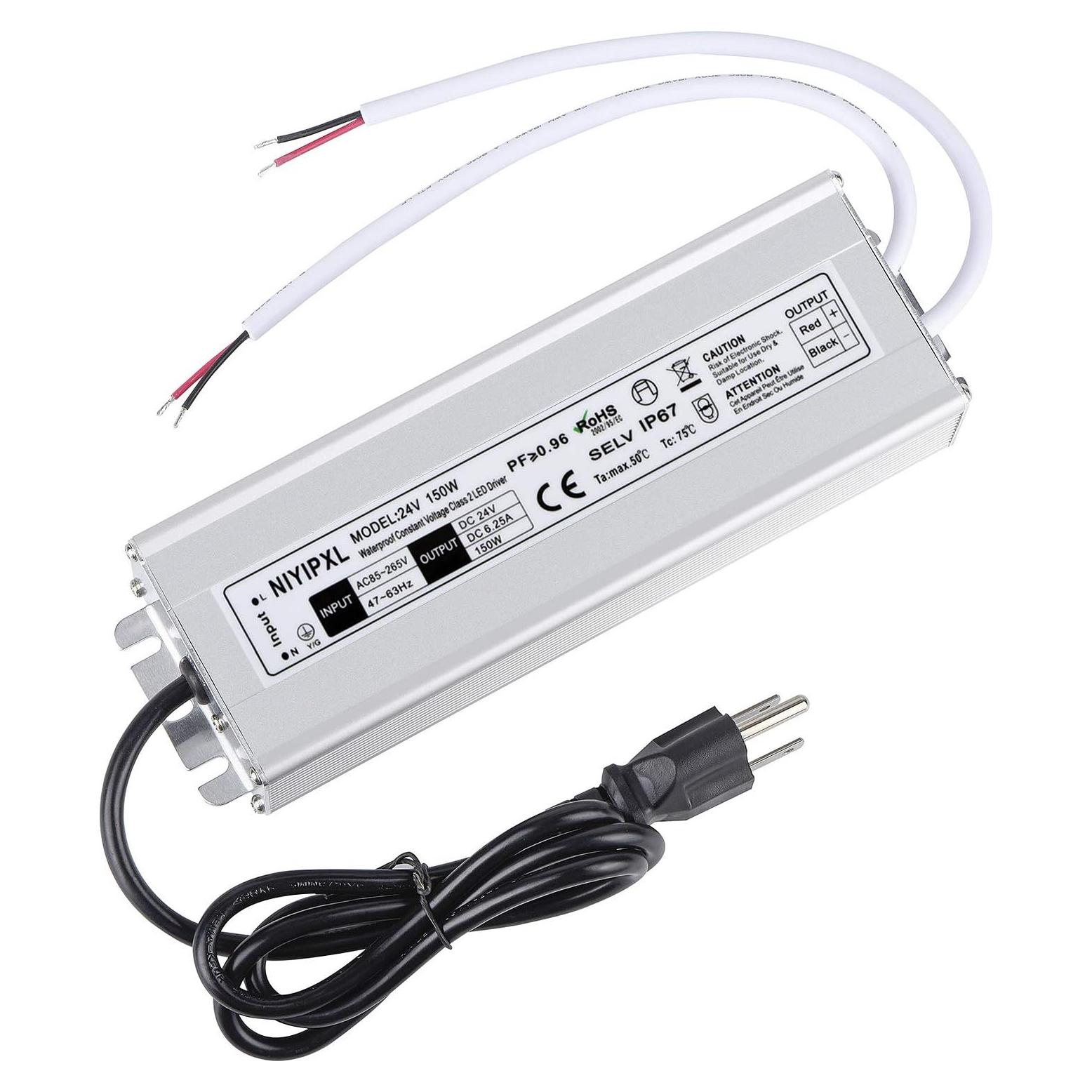 Transformador LED 150W 24V CC NIYIPXL Impermeable IP67