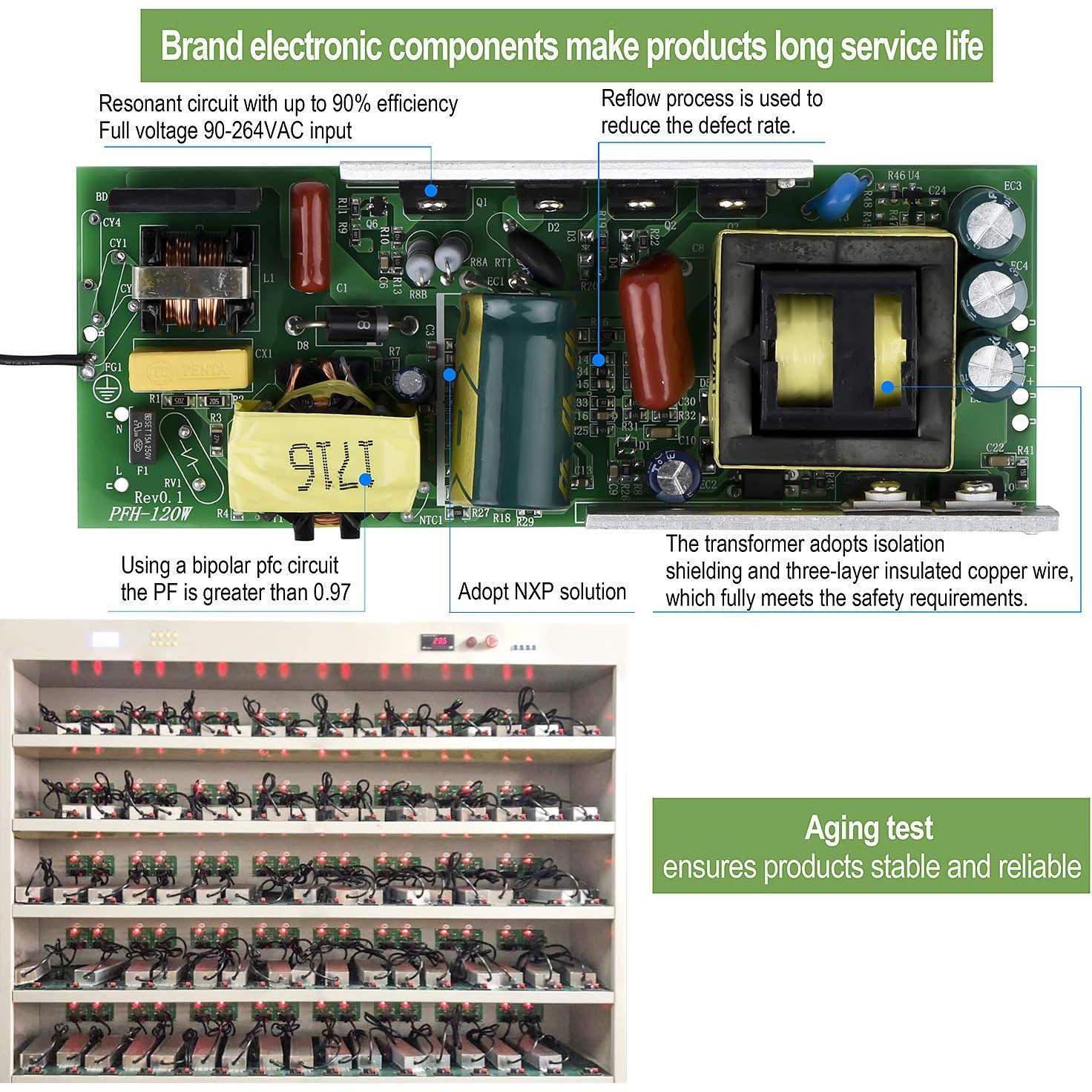 Transformador LED 150W 24V CC NIYIPXL Impermeable IP67
