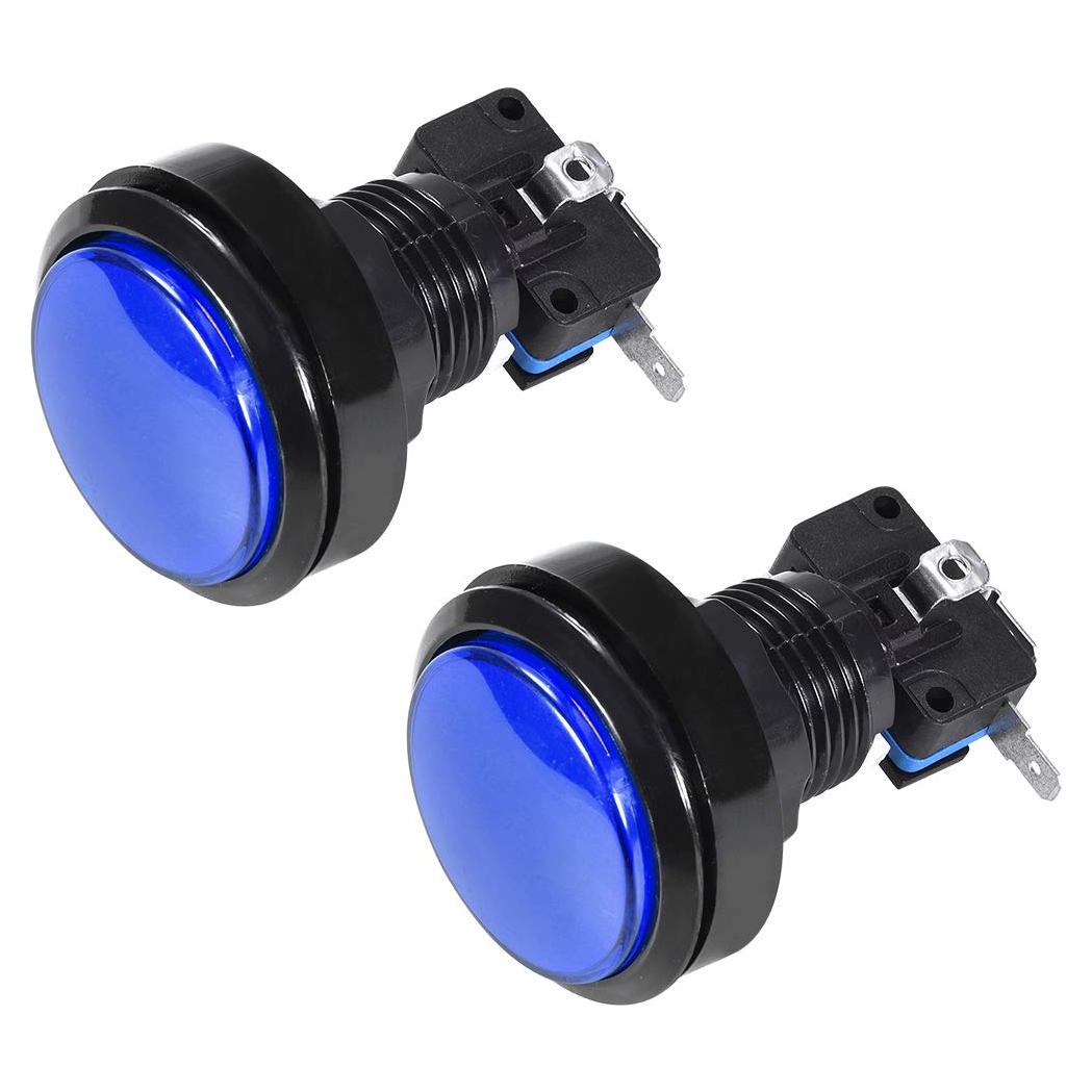 Botón de Juego Iluminado LED uxcell 46mm Azul 12V - 2 Pcs