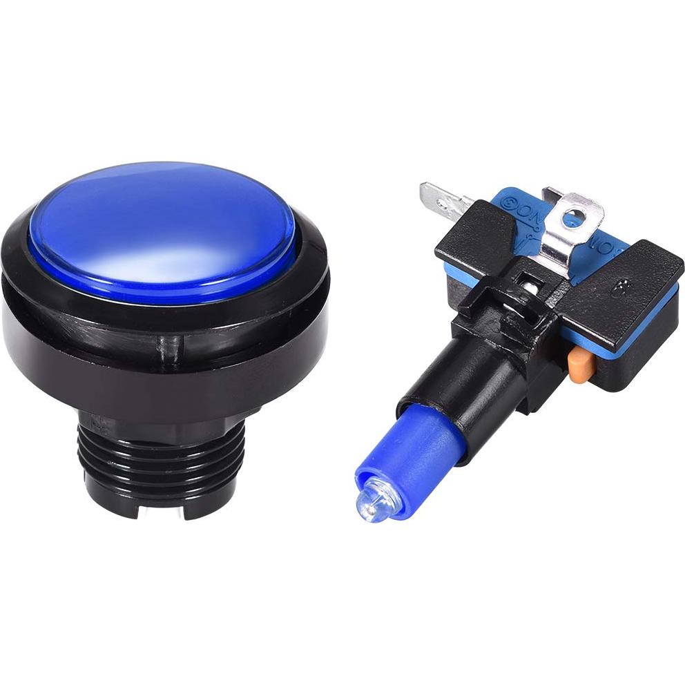 Botón de Juego Iluminado LED uxcell 46mm Azul 12V - 2 Pcs