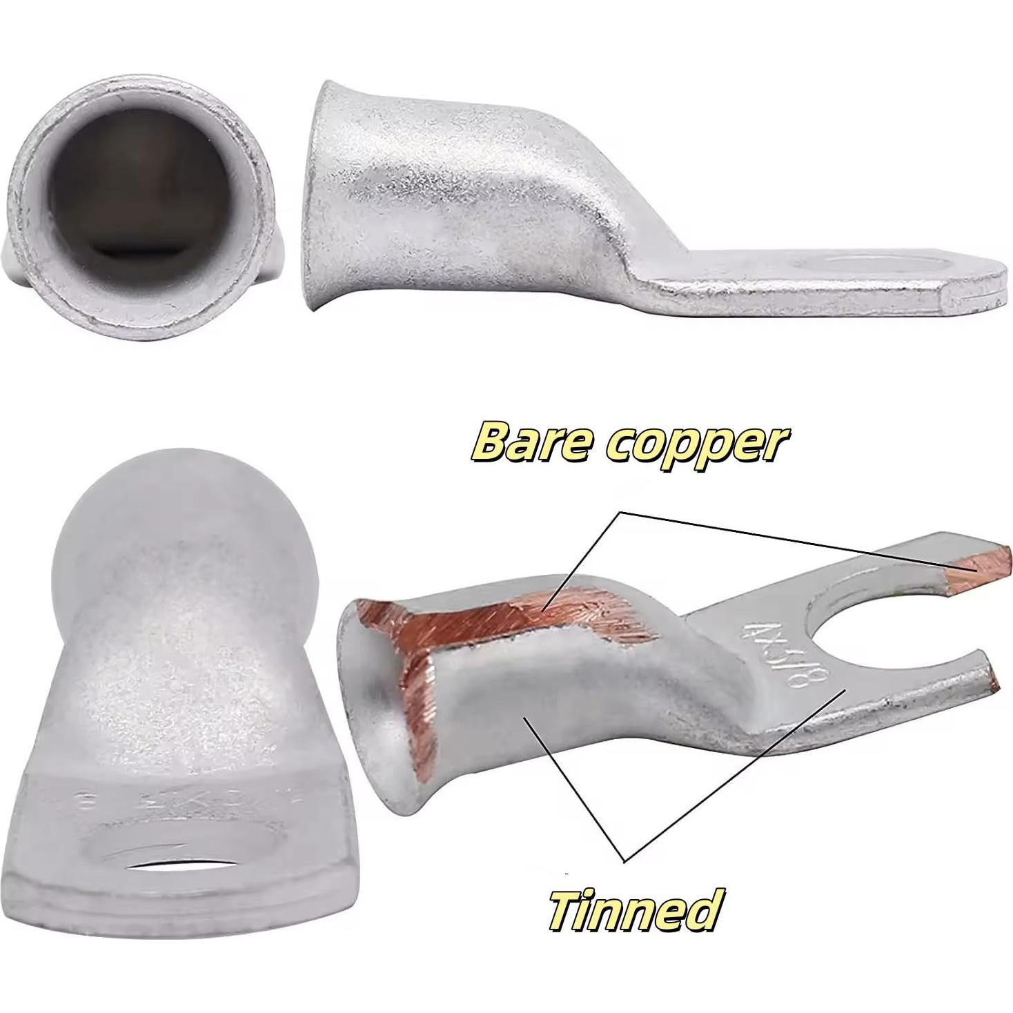 Terminales de Anillo Estañado SHASKOKOEN 10 Piezas 1/0 AWG