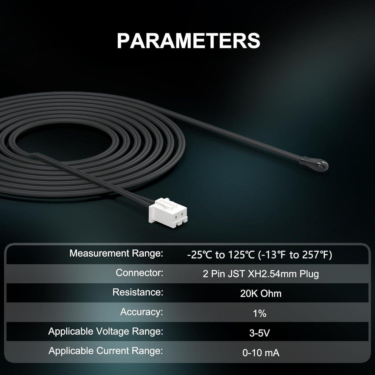 Sonda de Temperatura DROK 20K Epoxy 1m Resistente al Agua - 5 Pcs