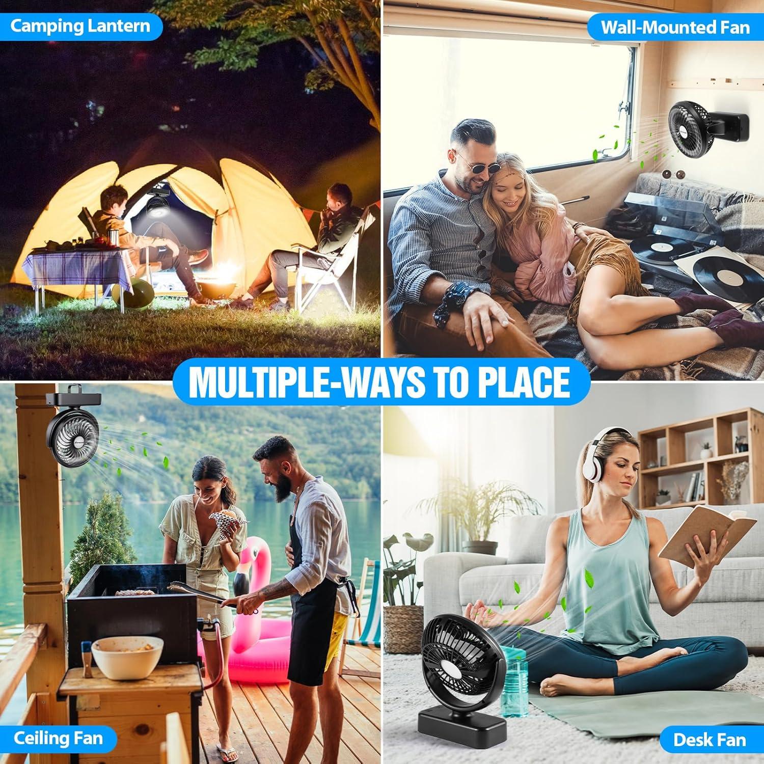 Ventilador de Camping Amacool F120 con Linterna LED 40H