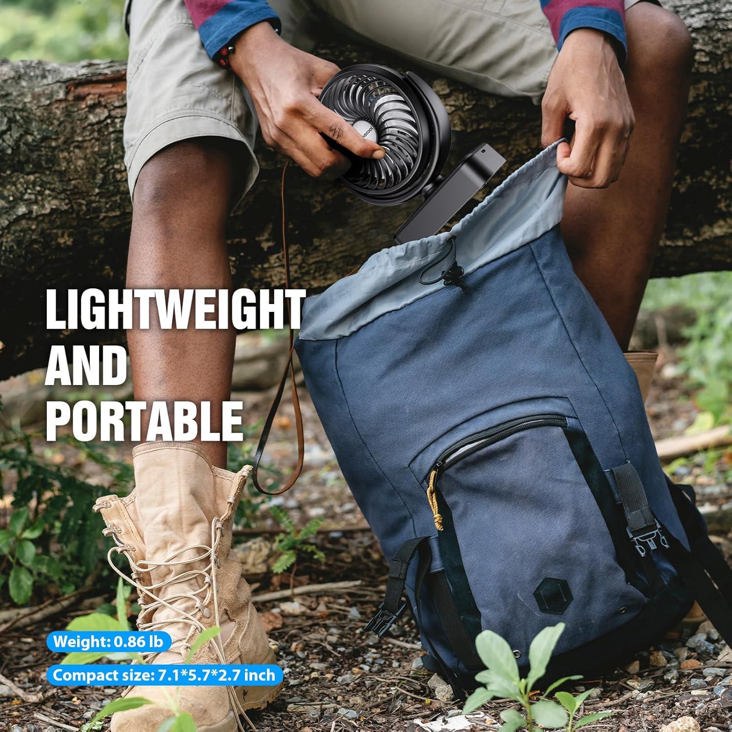 Ventilador de Camping Amacool F120 con Linterna LED 40H