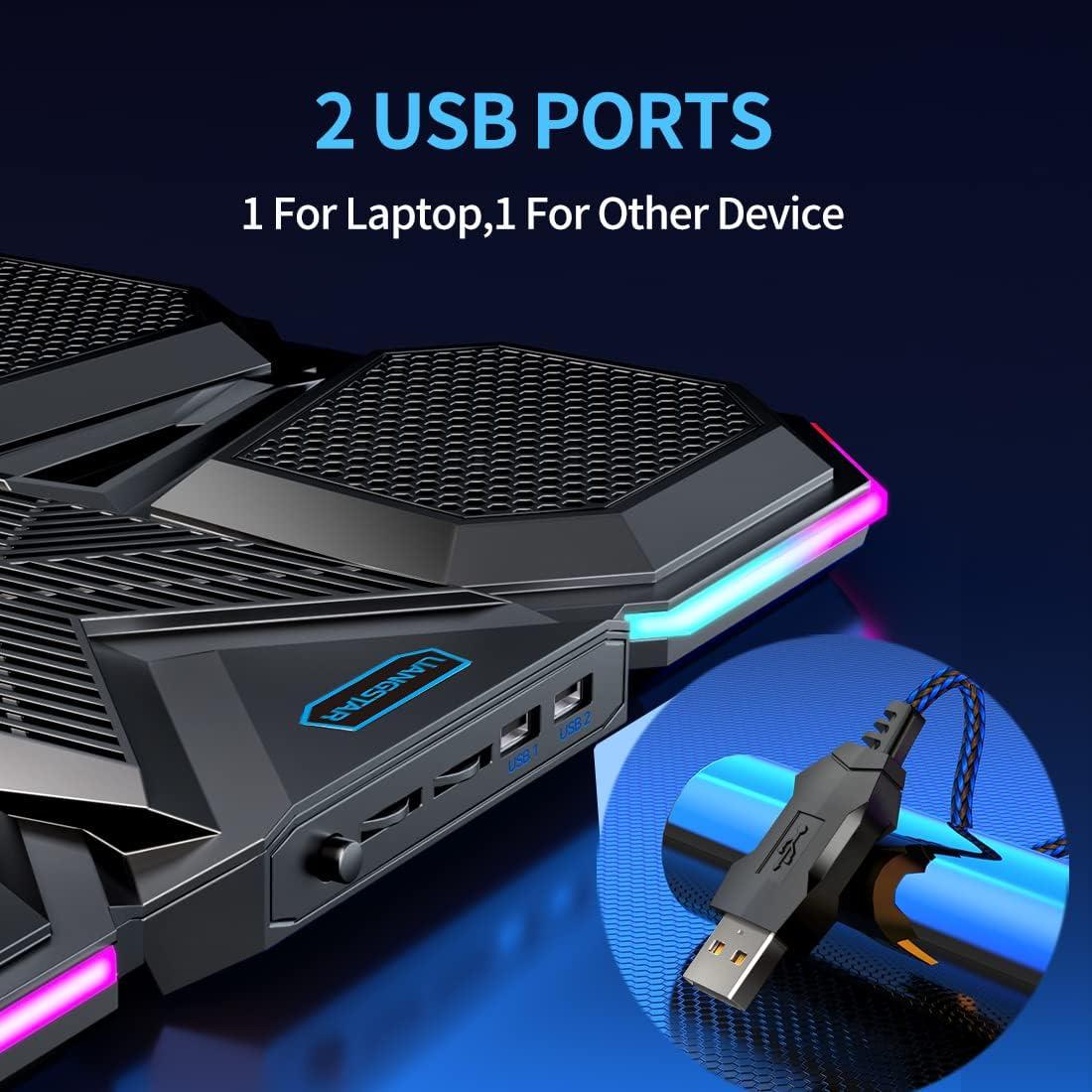 LIANGSTAR Base Enfriamiento Laptop 15.6-17.3" 6 Ventiladores RGB
