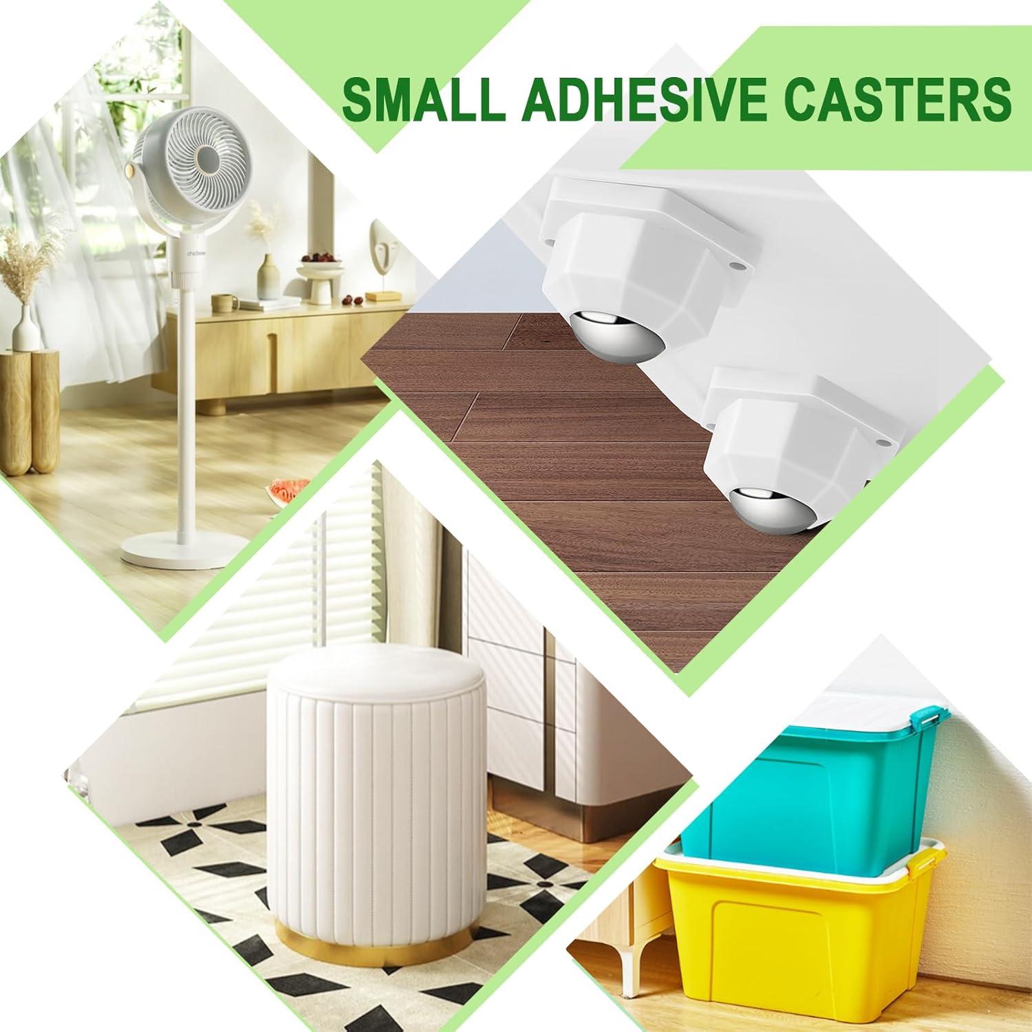 Paquete de 8 ruedas giratorias BEAUVUE 360° autoadhesivas