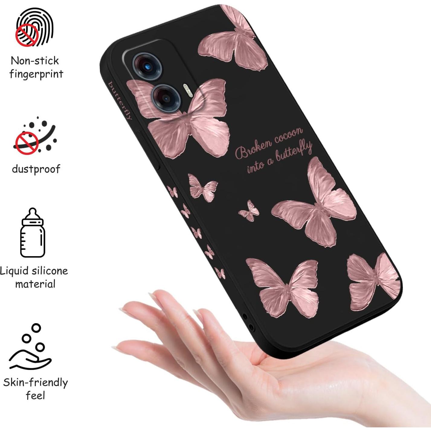 Funda Slim de Silicona para Motorola Moto G 5G 2023 - Mariposa Negra