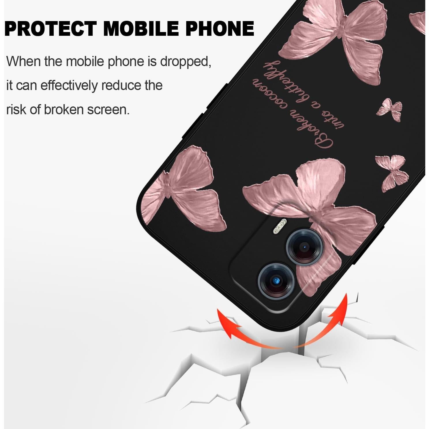 Funda Slim de Silicona para Motorola Moto G 5G 2023 - Mariposa Negra