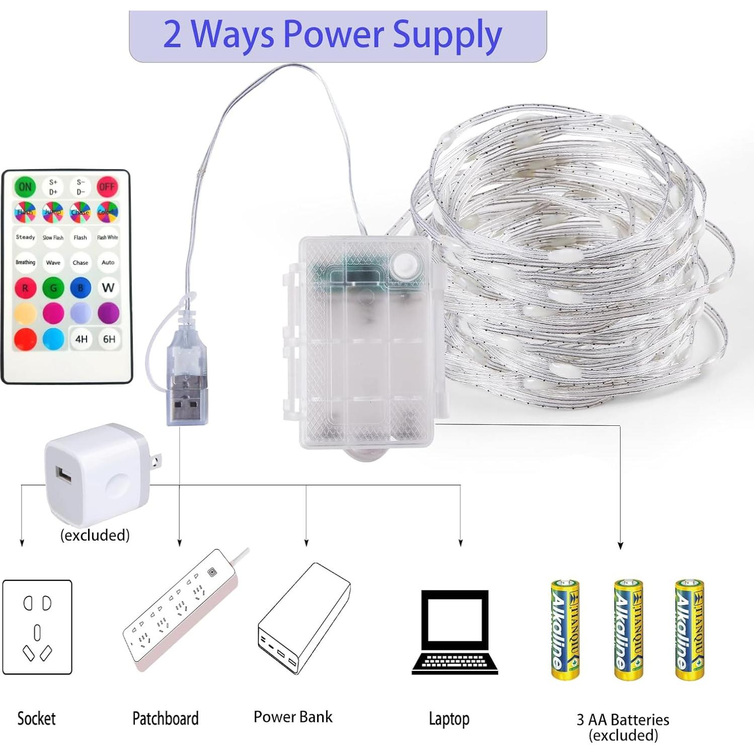 Luces de Hadas LED Multicolores 5m con Control Remoto
