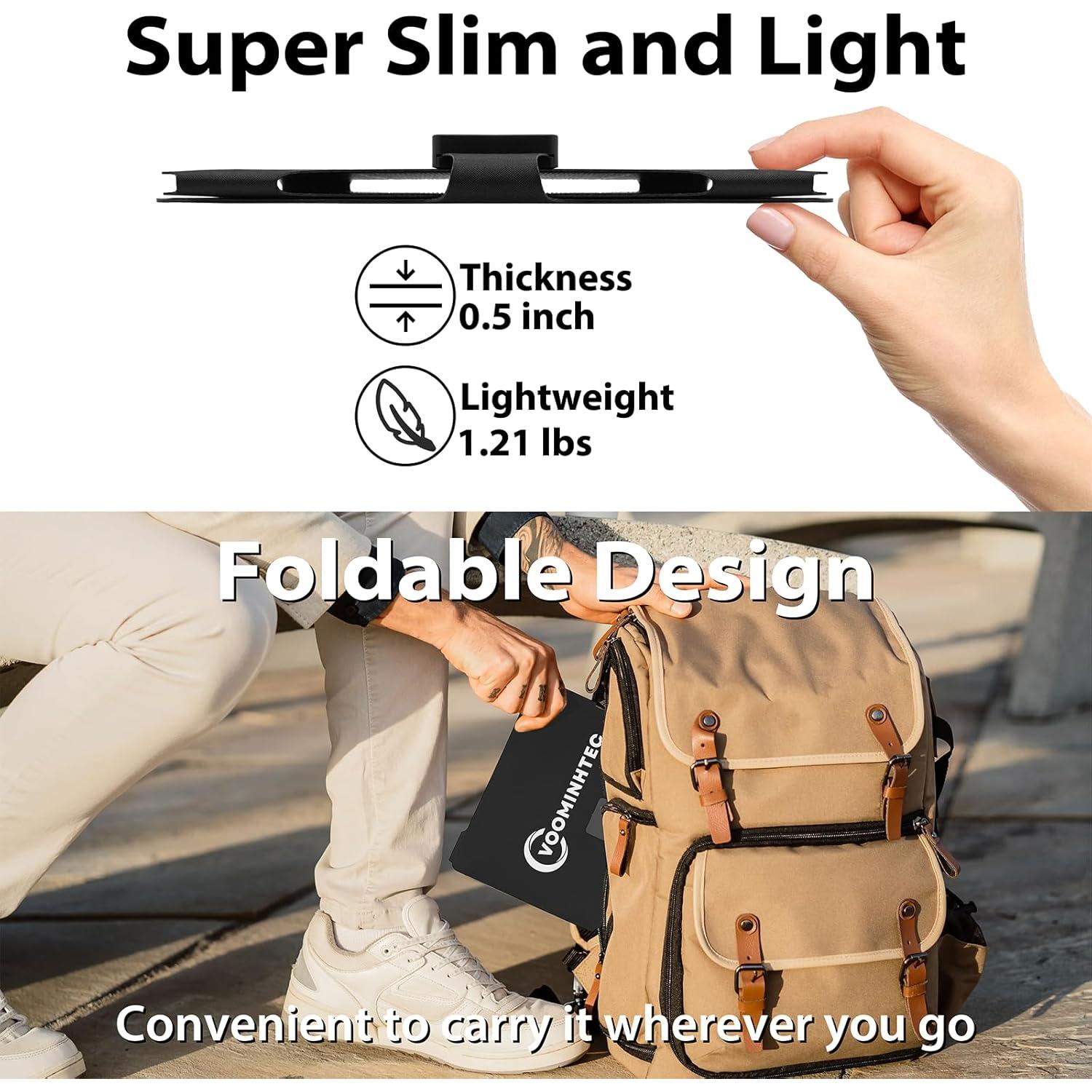 Cargador Solar Plegable Voominhtec 20W USB-A Doble IP67