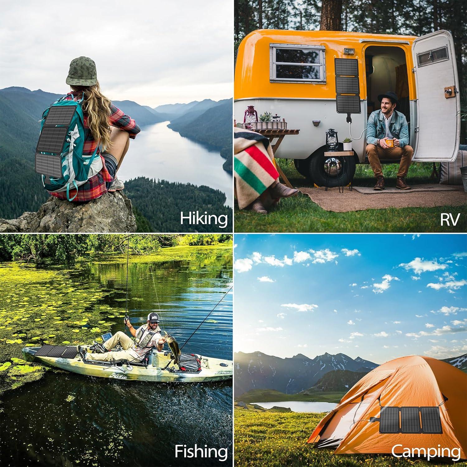 Cargador Solar Plegable Voominhtec 20W USB-A Doble IP67