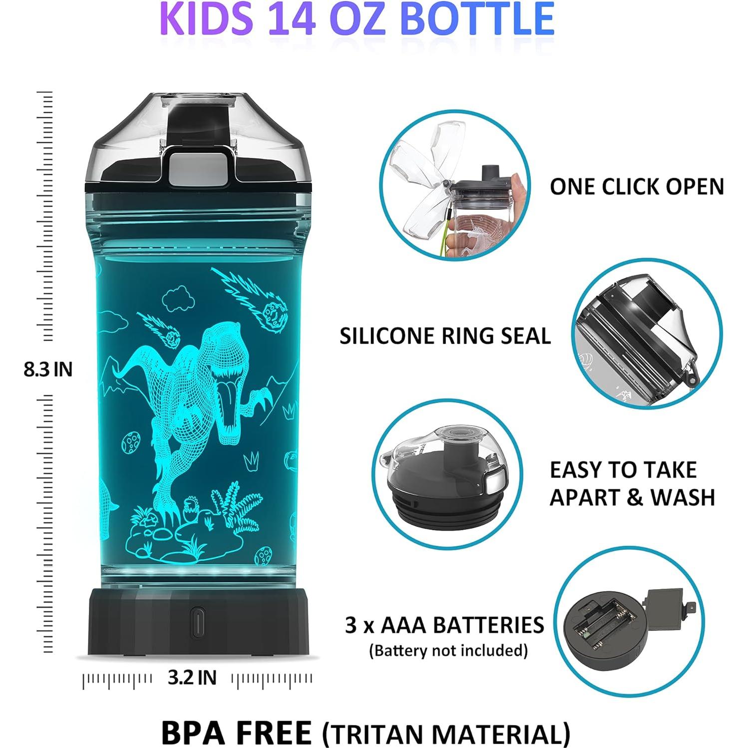 Botella de Agua Attivolife Kids Dinosaurio 396 ml Iluminada
