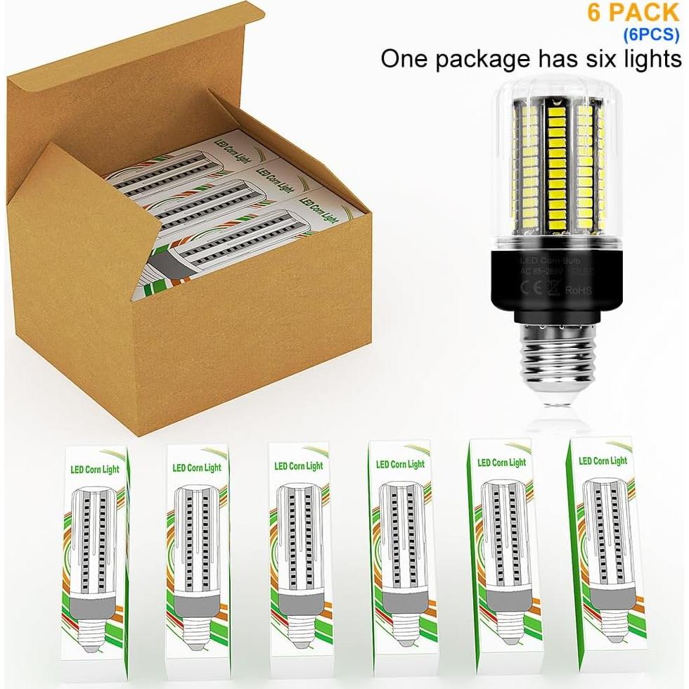 6Pack Bombillas LED 25W DuuToo 3146 Lúmenes E26/E27