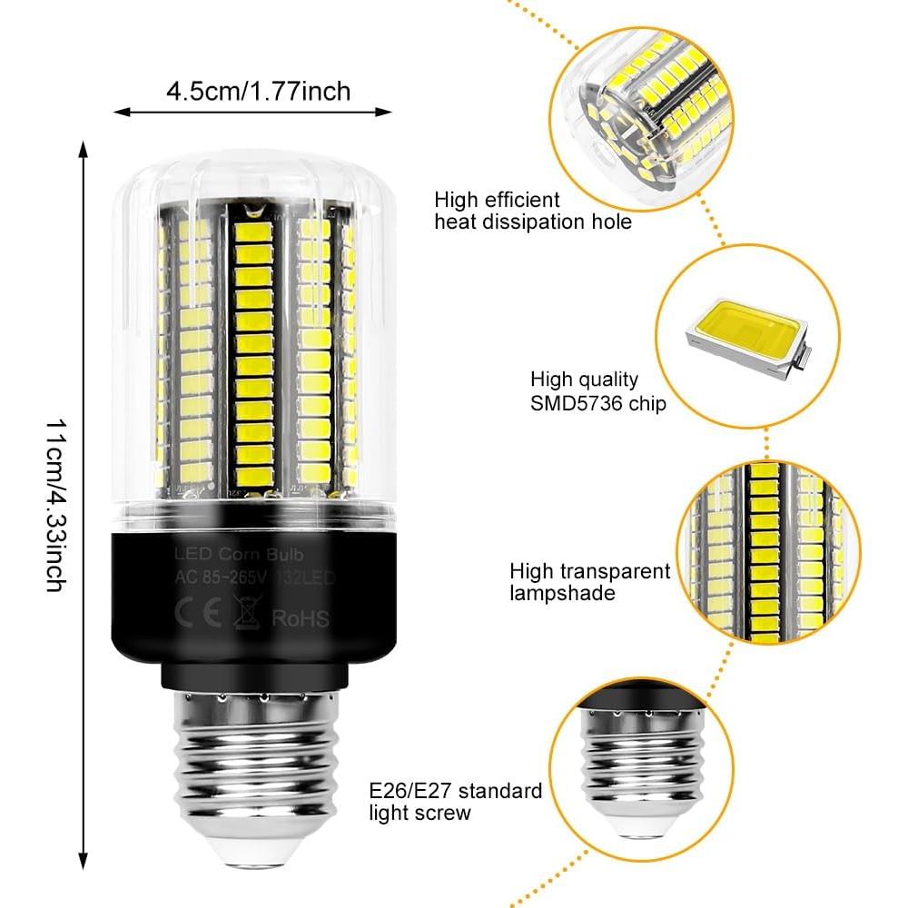 6Pack Bombillas LED 25W DuuToo 3146 Lúmenes E26/E27