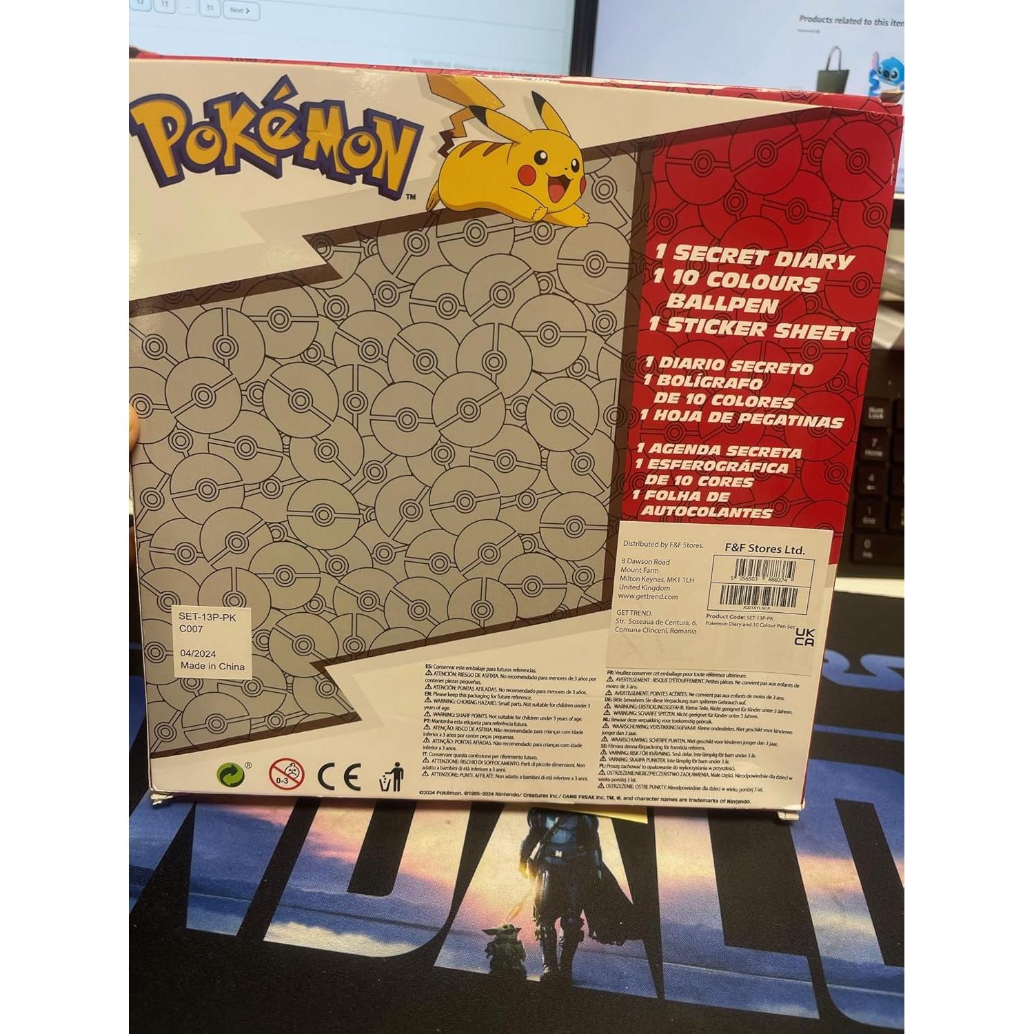 Conjunto de Diario Pokémon F&F con Cerradura y Bolígrafos