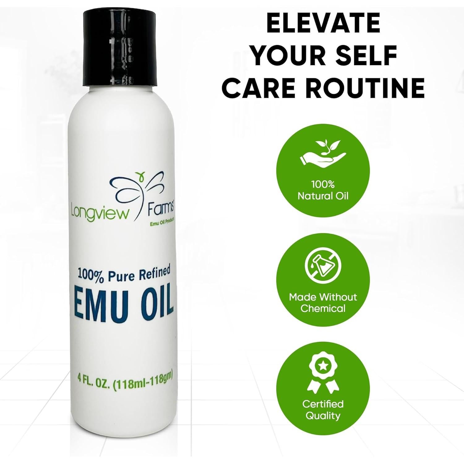 Aceite de Emú Puro Longview Farms 15 ml - Hidratación y Nutrición