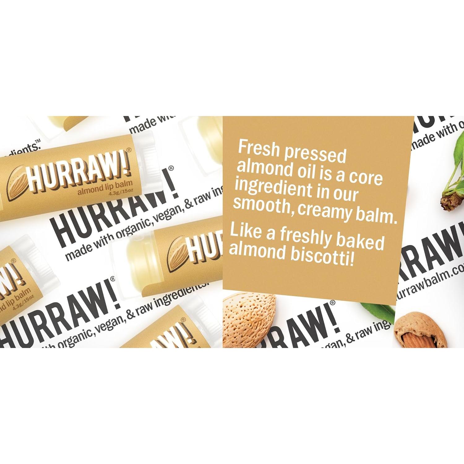 Bálsamo Labial Hurraw! Almendra 4.8g Orgánico Vegano