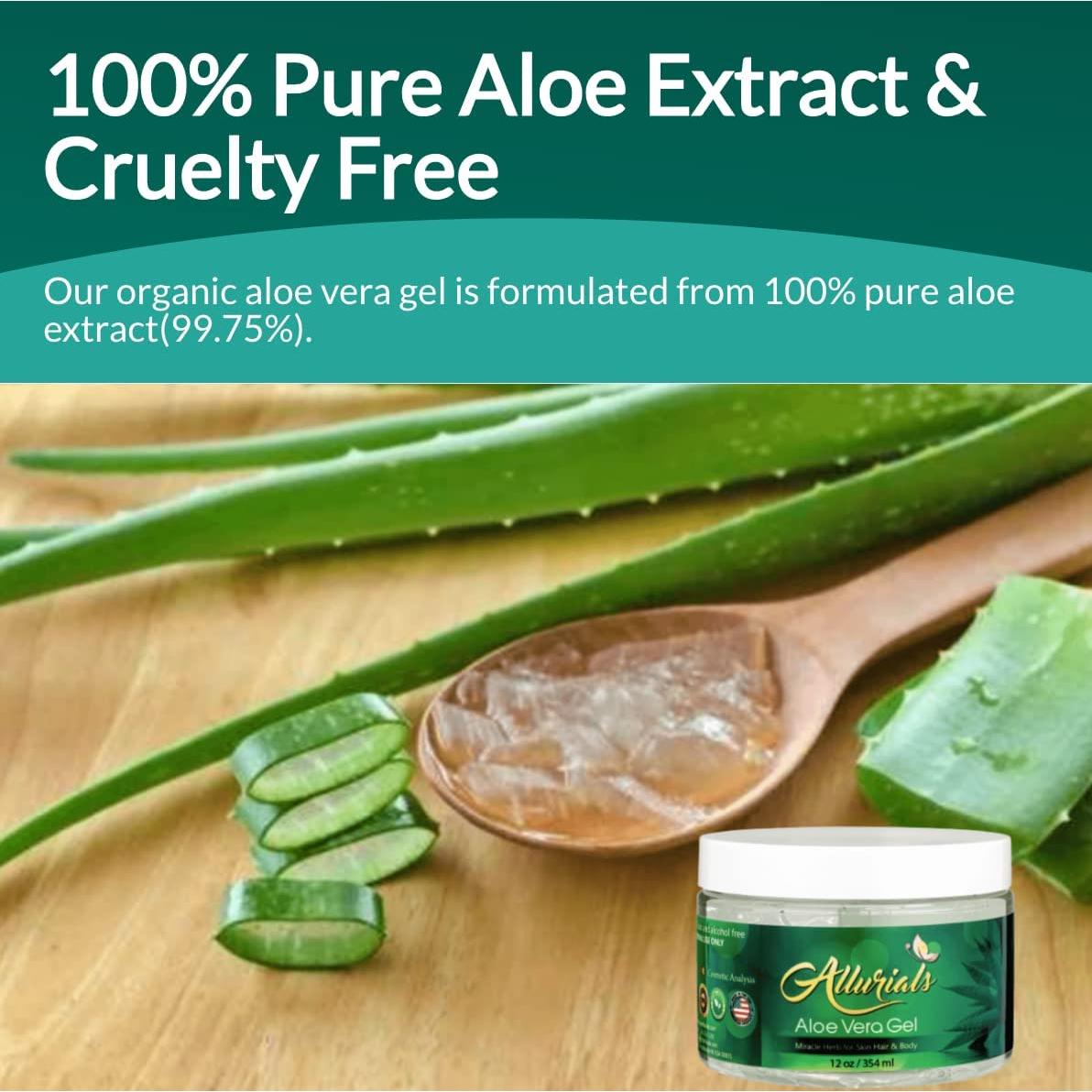 Gel de Aloe Vera Orgánico Allurials 340g - Hidratante Piel y Cabello