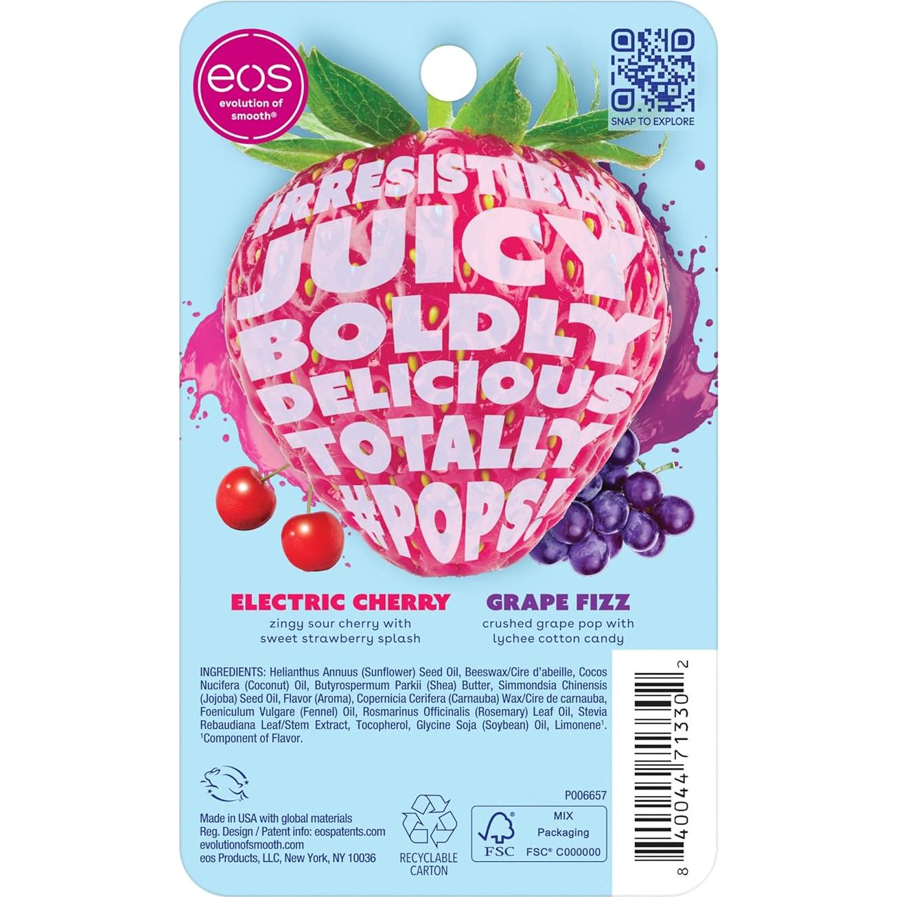 Bálsamo Labial eos FlavorLab Pops! Cereza y Uva 4 g (2-Pack)