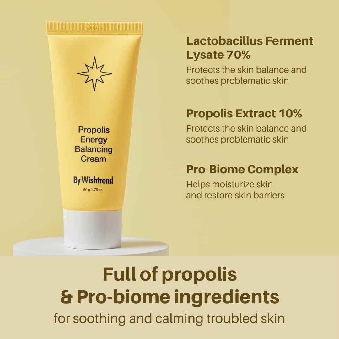 Crema Equilibrante de Energía de Propolis Wishtrend 50ml - Hidratante Pro-Bioma