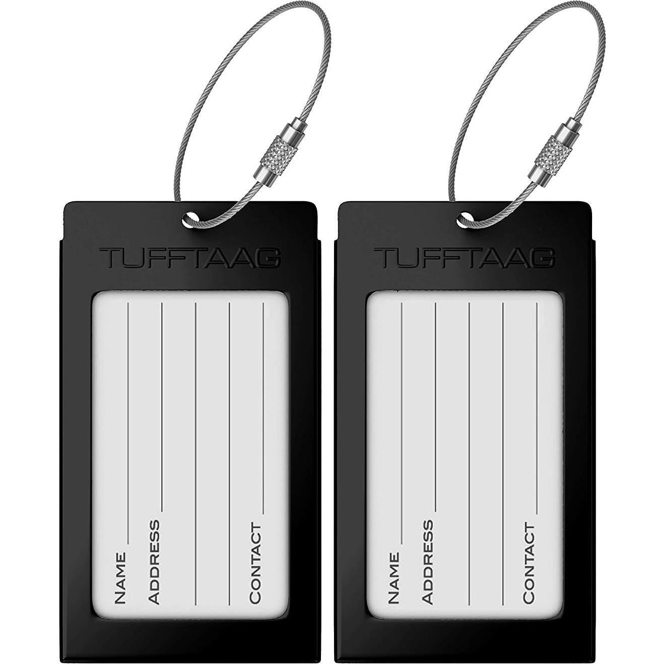 Etiquetas de Equipaje TUFFTAAG - Acero Negro, 2 Unidades