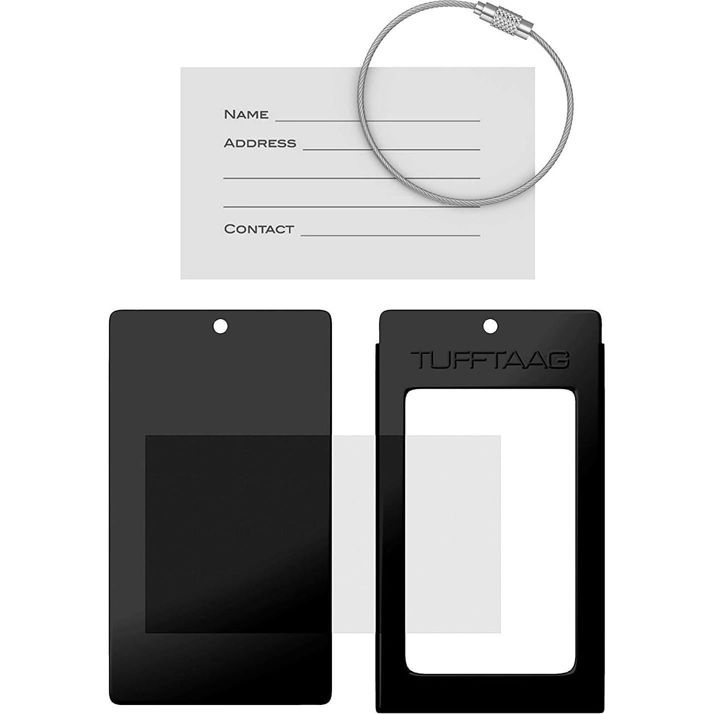 Etiquetas de Equipaje TUFFTAAG - Acero Negro, 2 Unidades