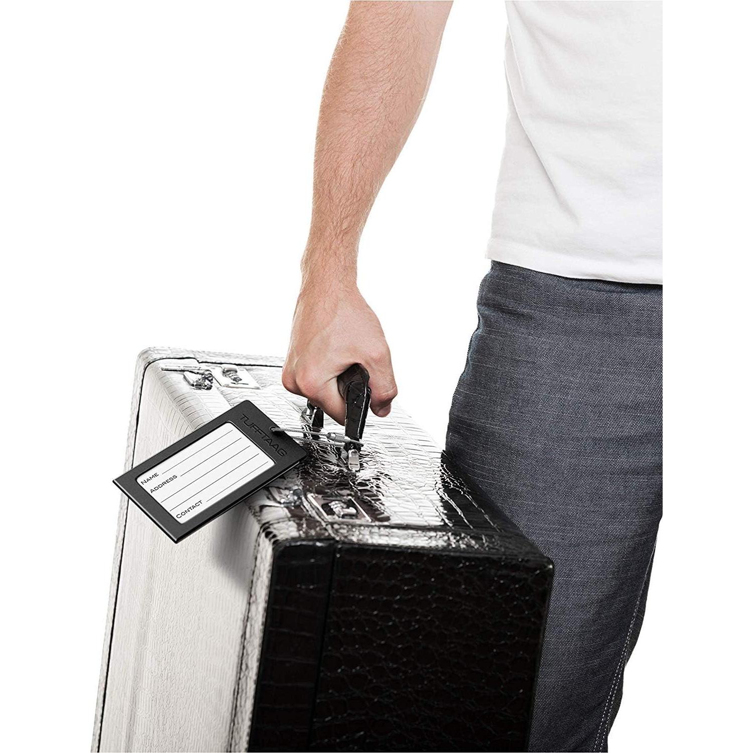 Etiquetas de Equipaje TUFFTAAG - Acero Negro, 2 Unidades