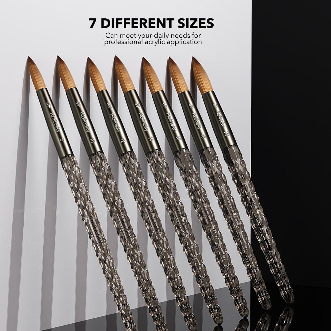 Pincel Acrílico Kiara Sky #8 - 100% Kolinsky Negro