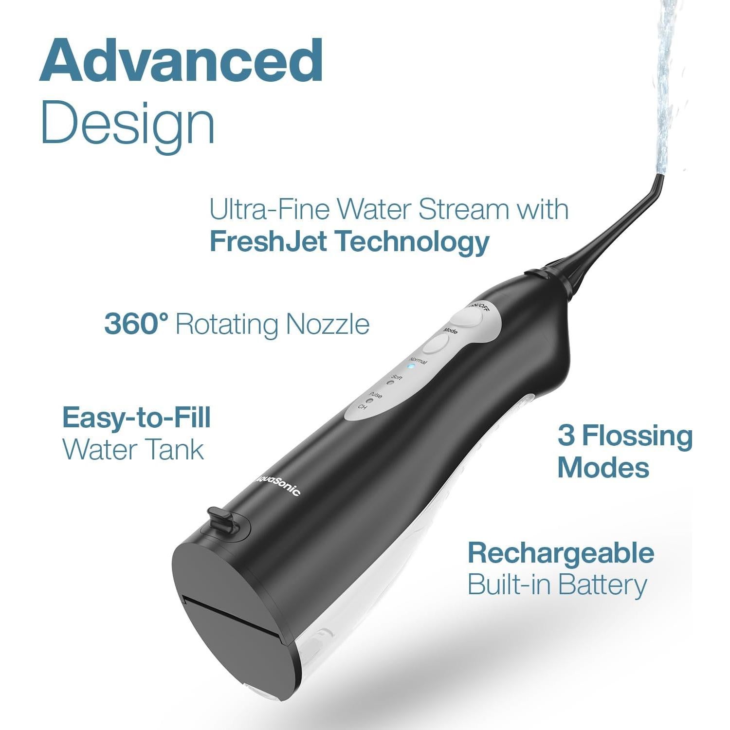 Irrigador de Agua AquaSonic PDCAF Inalámbrico Recargable 5 Puntas