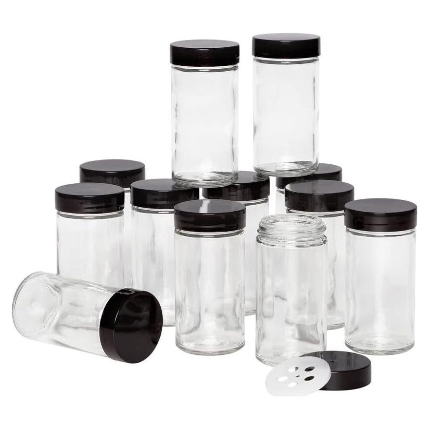 Tarros Vacíos Kamenstein 85 ml Juego de 12 con Tapa Negra