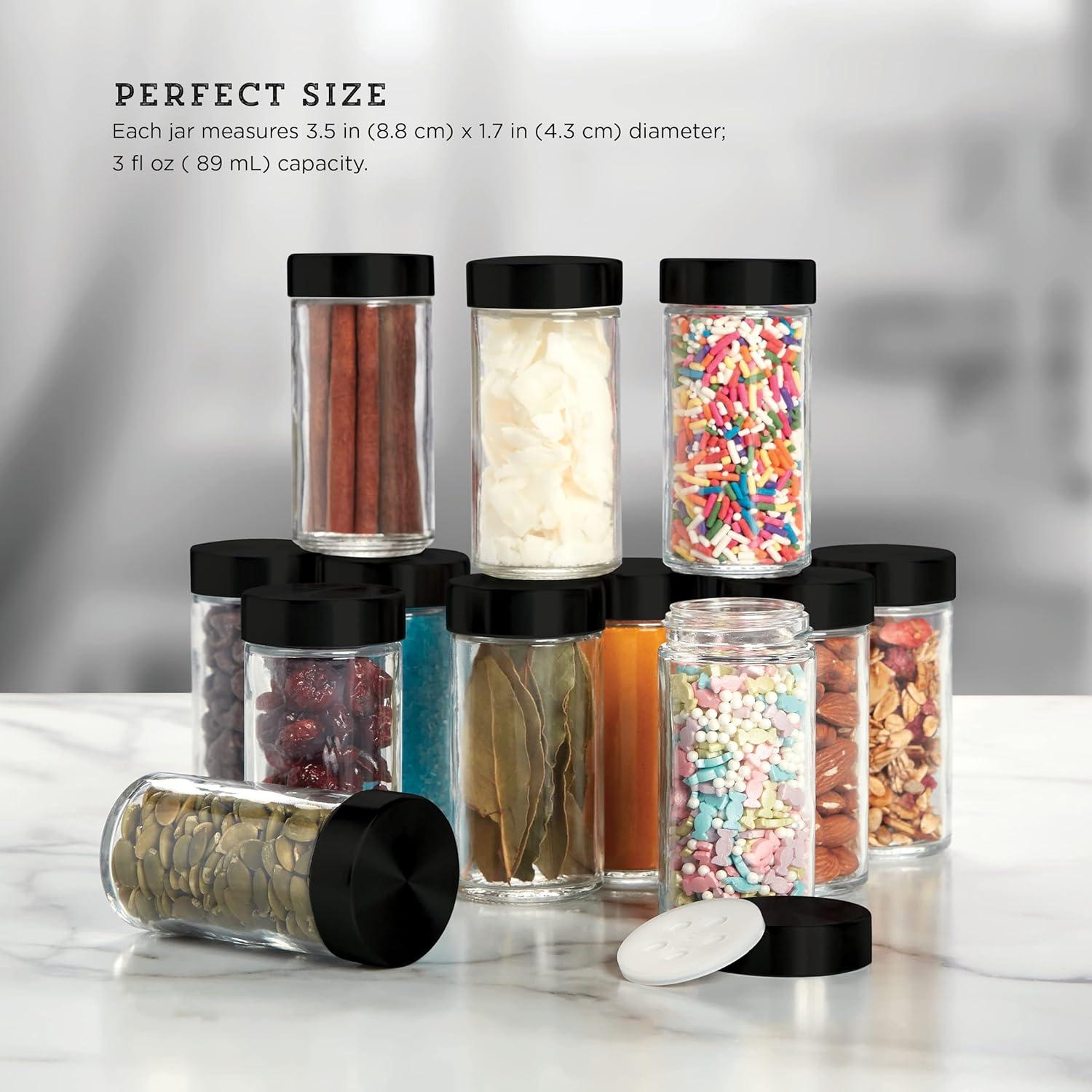 Tarros Vacíos Kamenstein 85 ml Juego de 12 con Tapa Negra