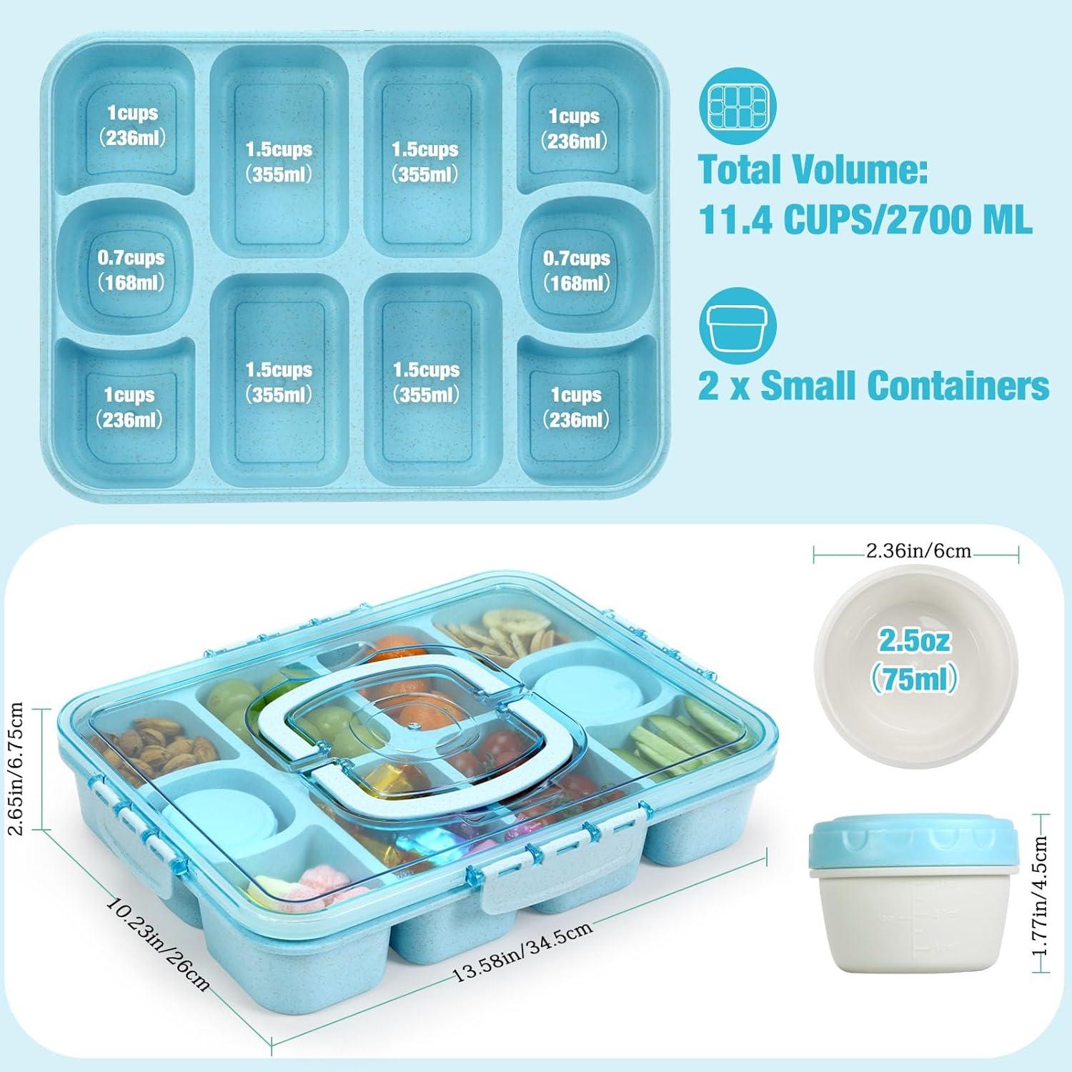 Contenedor Snackle Box Caperci Grande 10 Compartimentos Azul